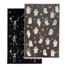 Luxury Halloween Hand Towels Pack of 2 - 100% Cotton Spooky Tea Towels Multi | Multi