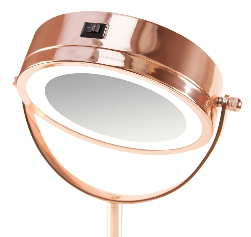 image 1 of Rose Gold Double Sided LED Cosmetic Mirror