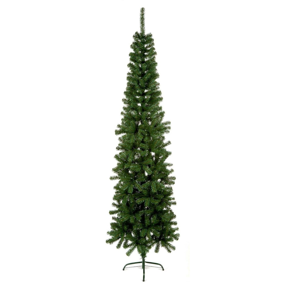 image 1 of 2.2m (7.5ft) Premier Plain Green Spruce Pine Slim Christmas Tree with Stand