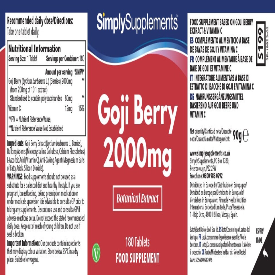 image 1 of Goji Berry Extract 2,000mg - 180+180 Tablets