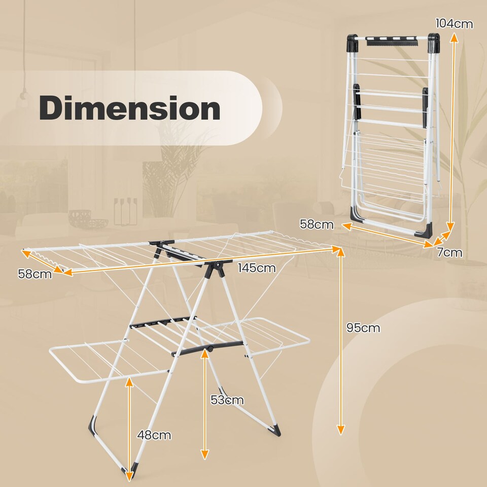 image 1 of COSTWAY Foldable Clothes Drying Rack 2 level Laundry Drying Rack