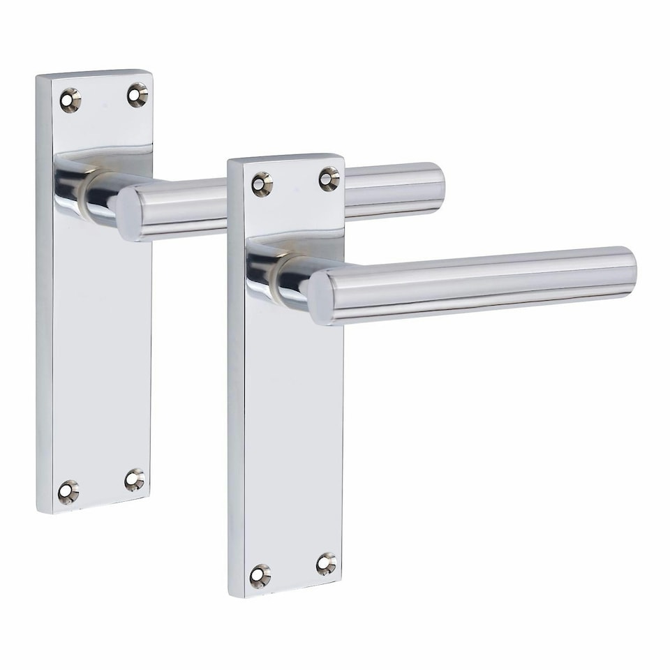 image 1 of Golden Grace 6 Pairs Victorian Straight T-Bar Door Handles Latch in Silver Polished Chrome Finish - 150mm x 40mm Backplate Chrome