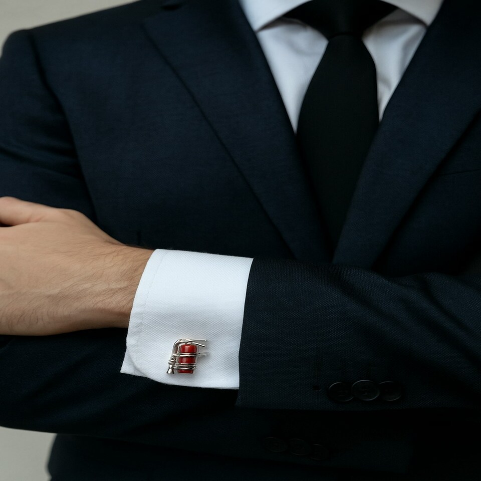 image 1 of Fire Extinguisher Cufflinks - Onyx Art CK188