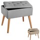 image 10 of Bench Ranya upholstered linen look with storage space - 300kg capacity Grey | Light Grey