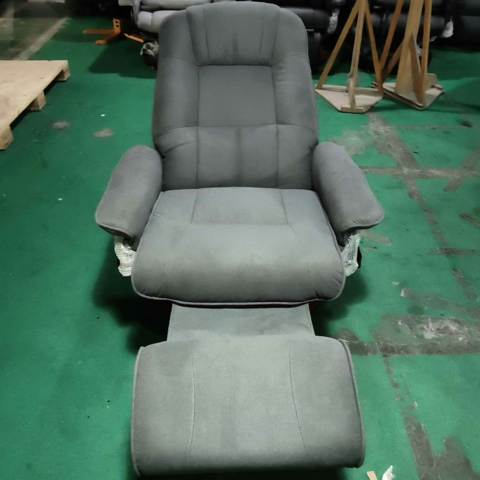 image 1 of HOMCOM Manual Recliner Swivel Reclining Chair with Footrest Armrests Grey Grey
