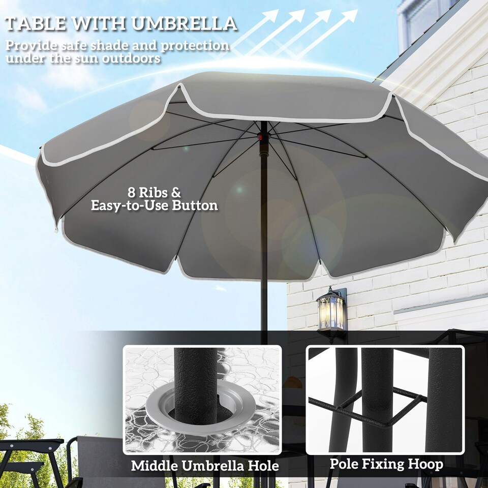 image 1 of Outsunny 6 Pieces Garden Furniture Set with Parasol, Folding Chairs, Cream