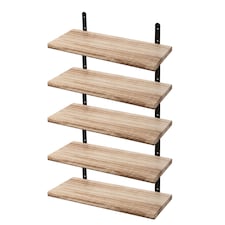 Levede Floating Shelves Wood Wall Mounted Shelf Rustic Set of 5 Light Brown