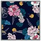 image 1 of Pink flowers on navy (Picture Frame) Grey | S