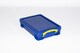 image 2 of 4 x Really Useful 4 Litre Storage Boxes Blue With Yellow Handle - Opaque Blue