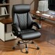 image 2 of HOMCOM PU Leather Office Chair with Spring Padding, Swivel Wheels, Black Black