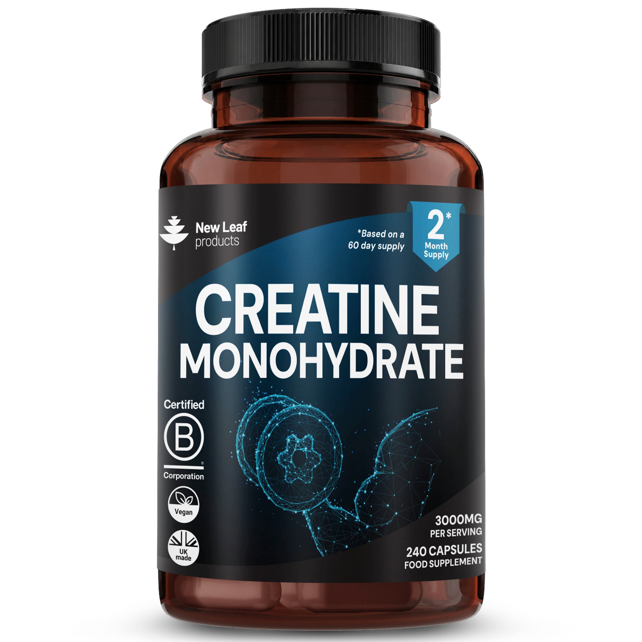 Creatine Monohydrate Capsules 3000mg - Gym Workout Supplement