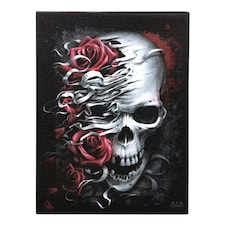 Spiral Direct Skull And Roses Canvas Plaque - Black/White/Red - One Size