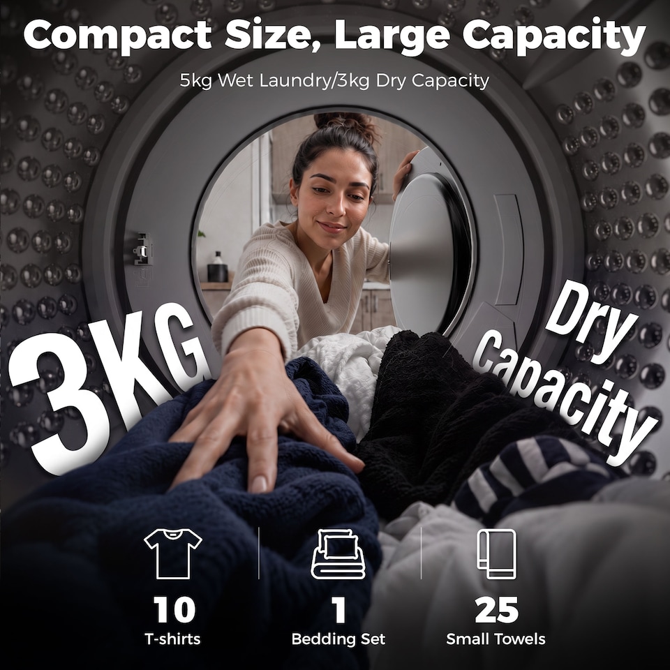 image 1 of HOMCOM 5 kg Portable Vented Tumble Dryer Machine with Timer, White