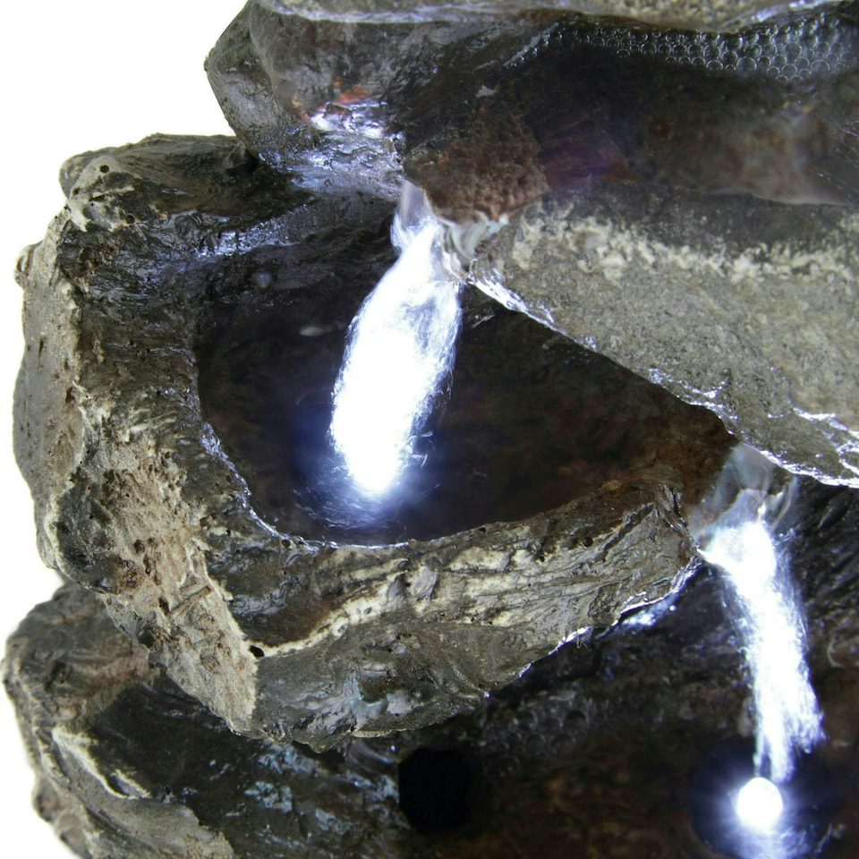 image 1 of Primrose Hayal 3-Tier Cascading Tabletop Water Feature with RGB Lights 28cm
