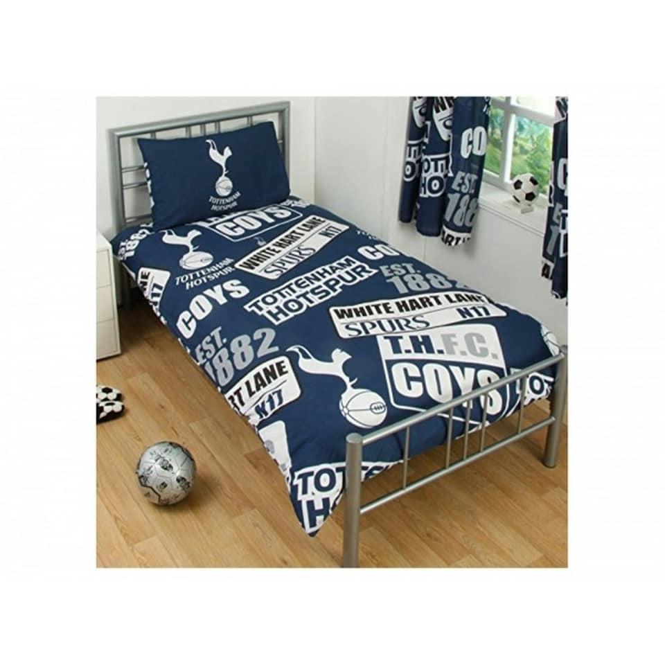 image 1 of Tottenham Hotspur Patch Single Duvet And Pillow Set - Multicoloured - One Size