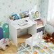 image 5 of COSTWAY Kids Study Desk and Chair Set Children Table White