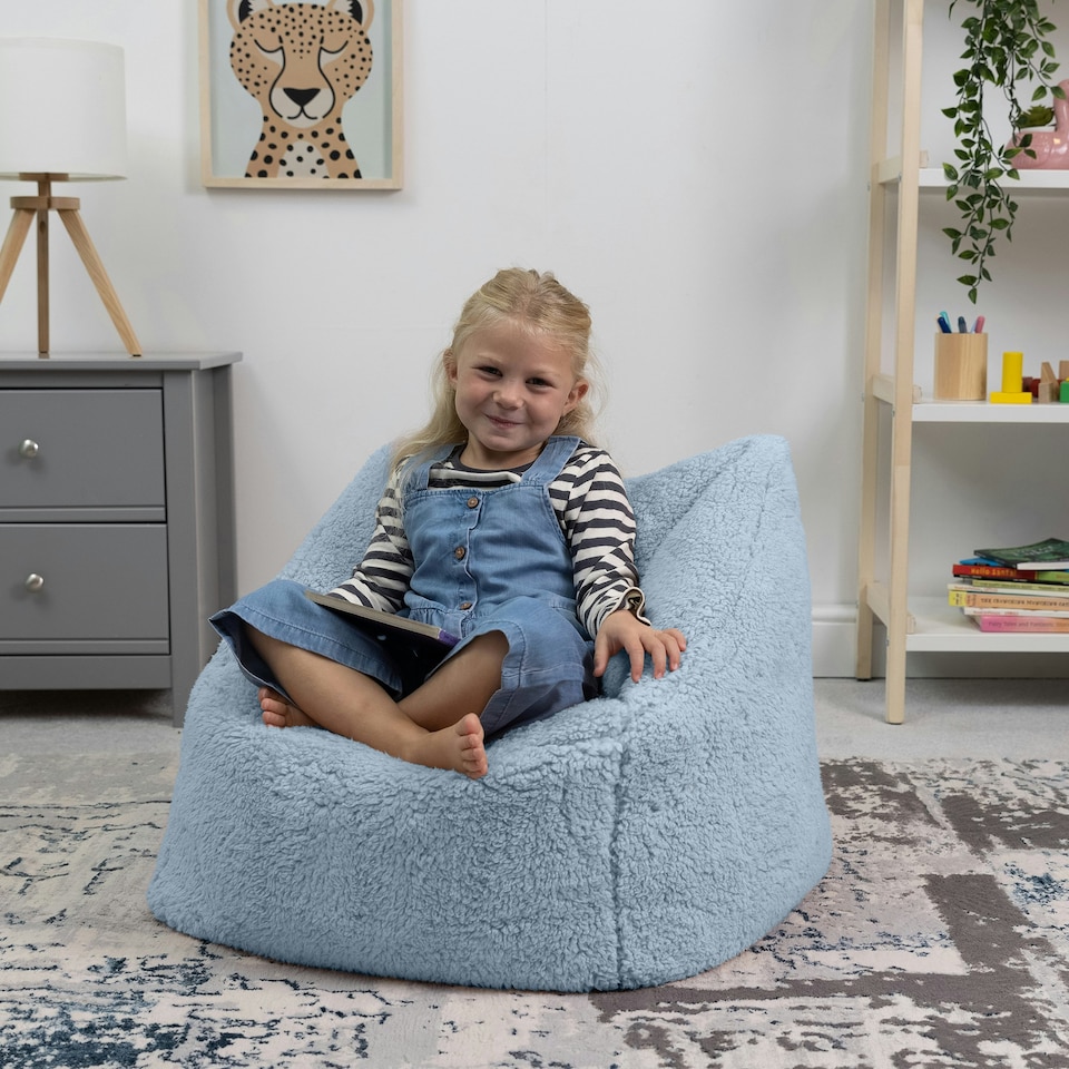 image 1 of icon Kids Teddy Bear Armchair Bean Bag Blue Childrens Bean Bags Blue