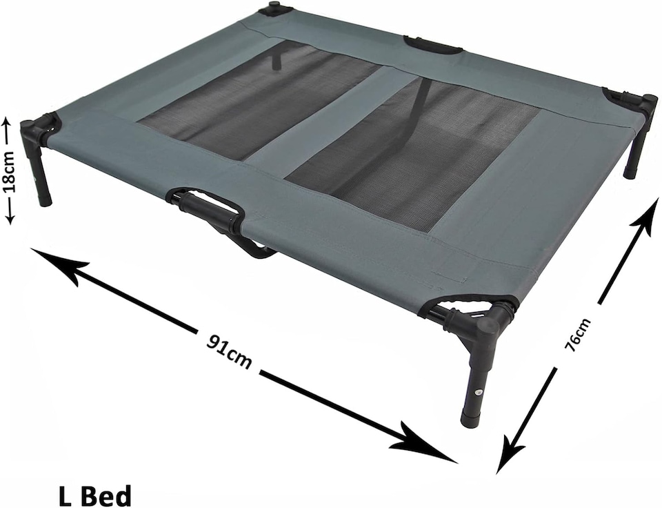 image 1 of Actiaspet Elevated Dog Bed Oxford Mesh Pet Cot Indoor or Outdoor (Grey, Large)