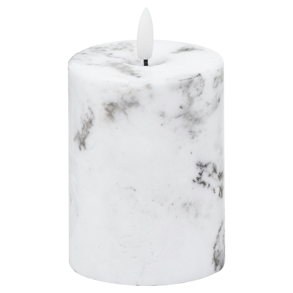 image 1 of Hill Interiors Luxe Collection Marble Natural Glow Electric Candle - White/Black - 10cm x 7cm x 7cm