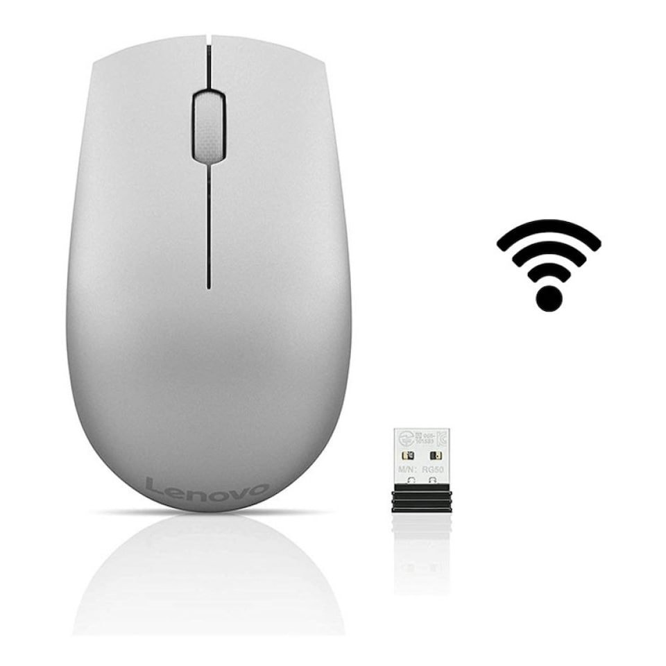 image 1 of Lenovo 520 Wireless Optical Ambidextrous Mouse - Platinum