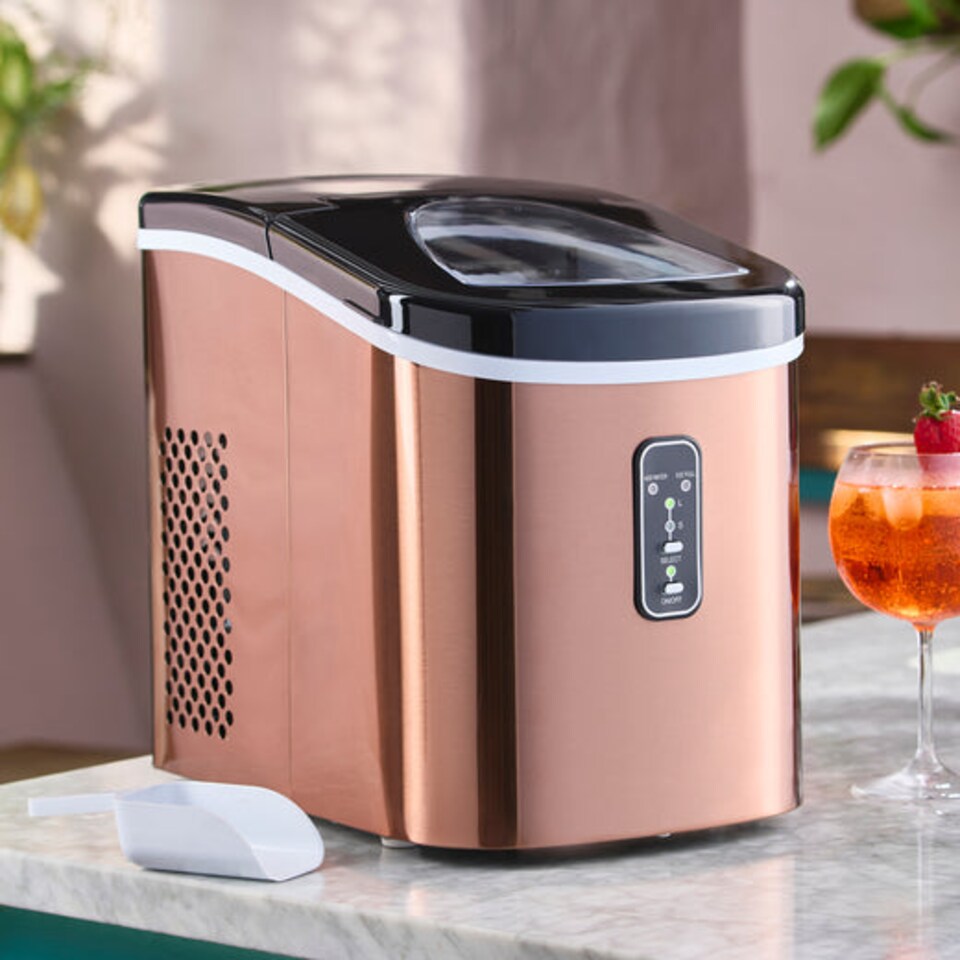 image 1 of Cooks Professional Ice Maker Machine with Scoop & 2.2L Tank - Makes 14KG Per Day | Copper
