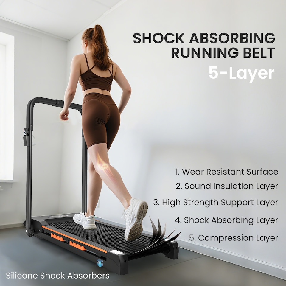 image 1 of HOMCOM 1-6 km/h Folding Motorised Treadmill Walking w/ Remote Control Black | Black | Black