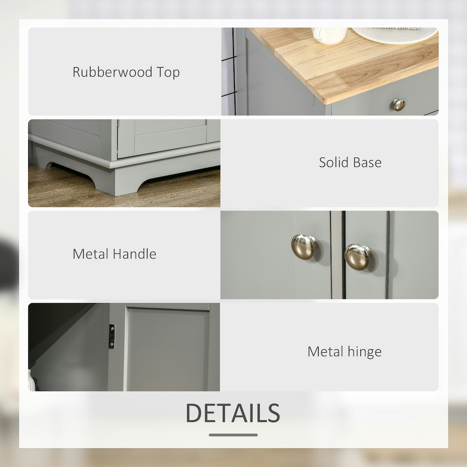 image 1 of HOMCOM Sideboard Buffet Cabinet with Storage Cabinets and Drawers, Grey Grey | Natural Wood