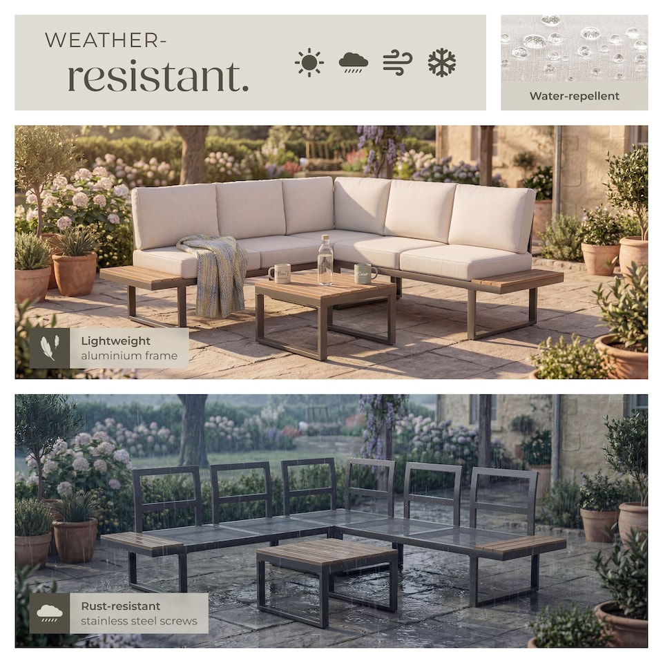 image 1 of Eliar Garden Lounge Set, 4-piece, with aluminum frame