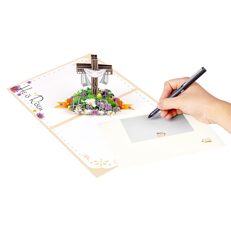 image 1 of “He Is Risen” Religious 3D Pop Up Easter Card