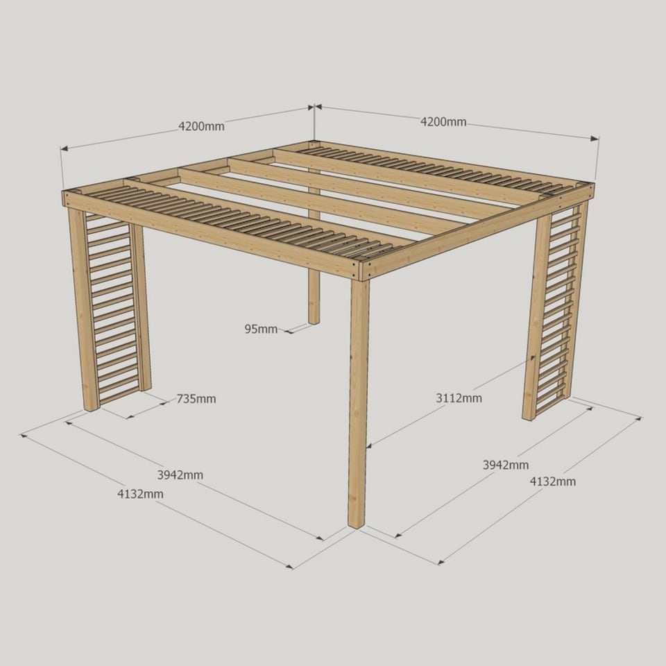 image 1 of Panel Pergola - Wood - L420 x W420 cm - Light Green