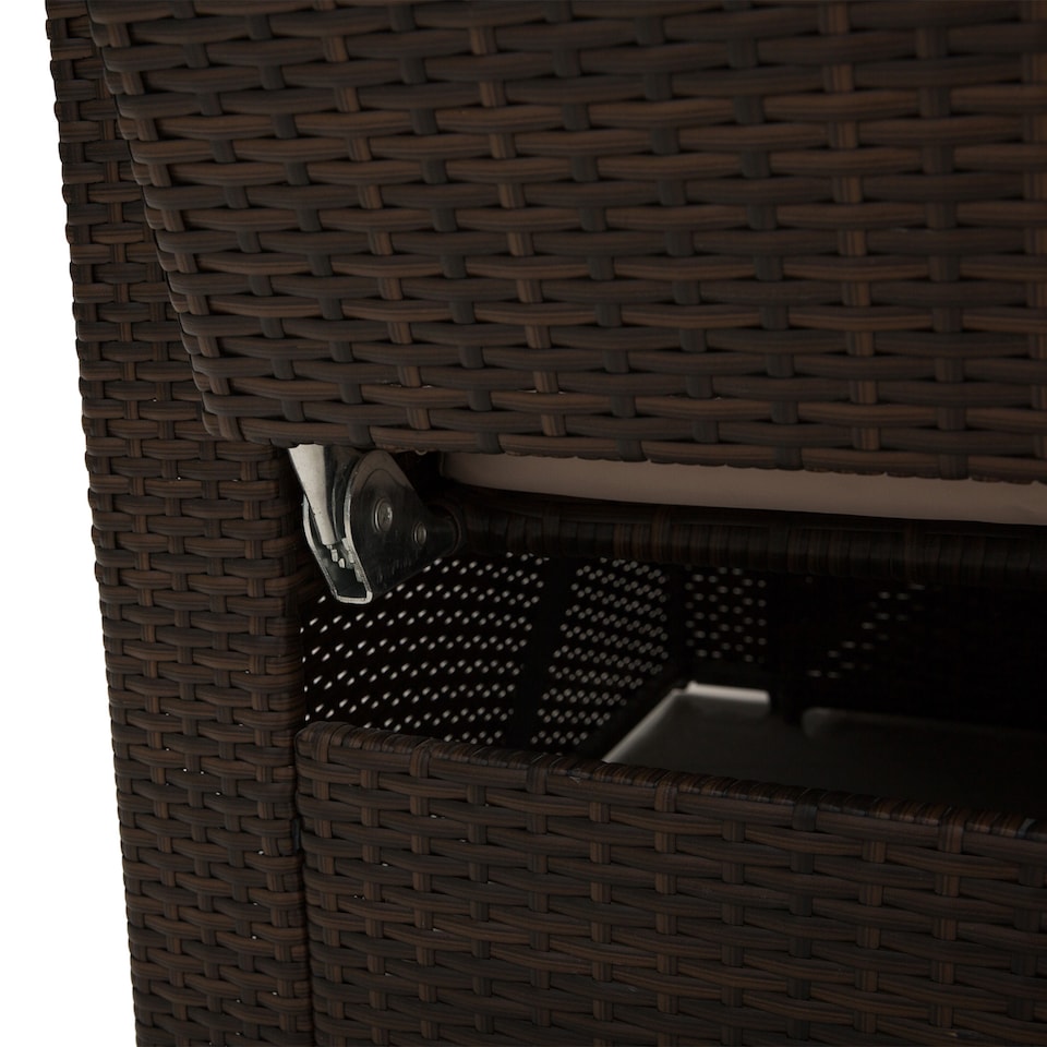 image 1 of Outsunny Double Rattan Sun Lounger, Already Assembled Reclining Garden Lounger with Retractable Footrest, Glass Top Storage Table with Umbrella Hole, Garden Sunbed with Cushions and Pillows, Brown