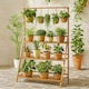 image 2 of Neo 3‑Tier Foldable Indoor & Outdoor Bamboo Plant Stand with Hanging Hook