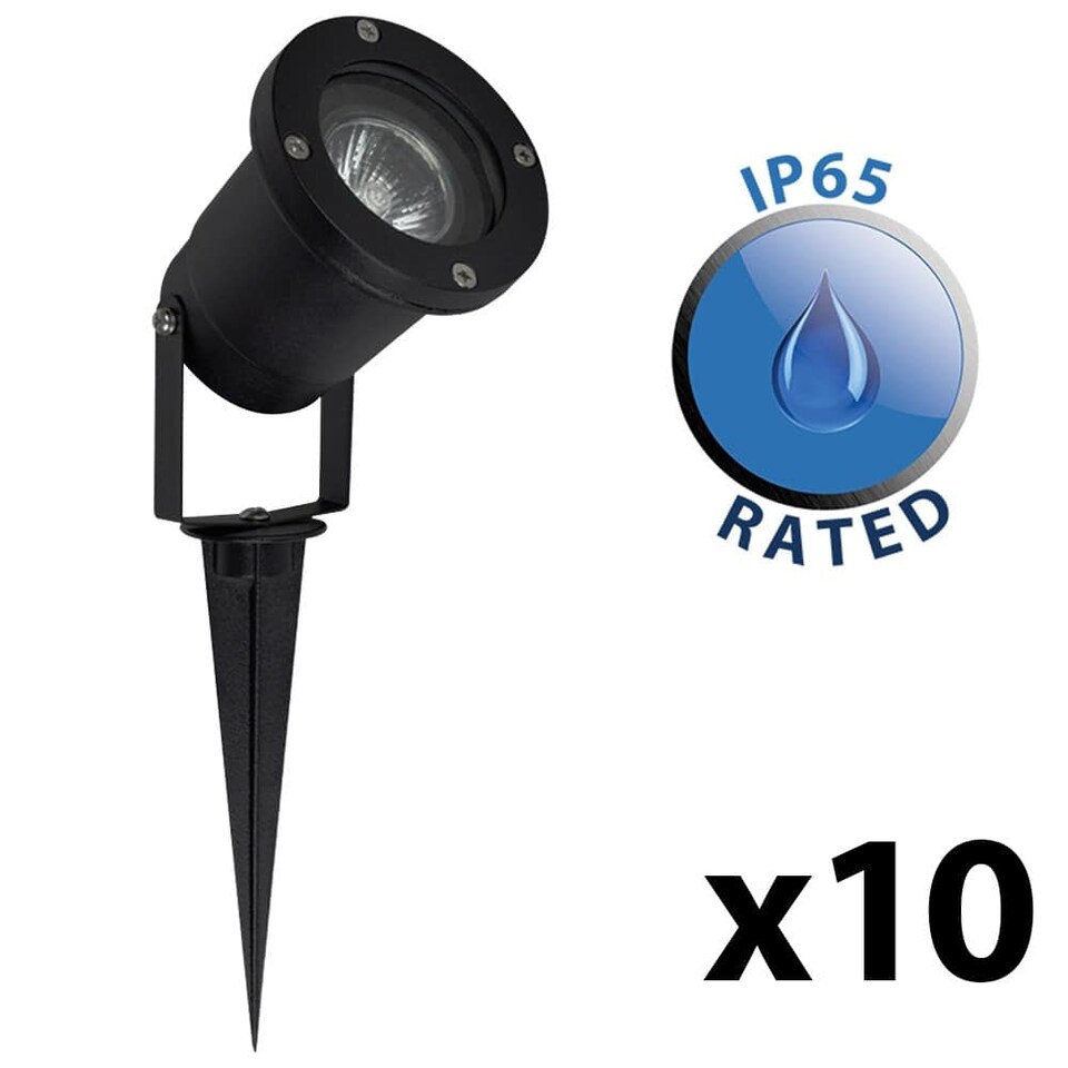 image 1 of ValueLights Derwent Pack of 10 Black Outdoor Light (Multi-Installation)