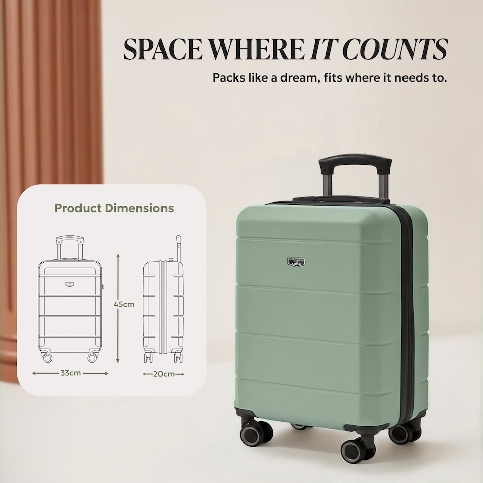 image 1 of Lugg Jetset Lightweight ABS Hard Shell Cabin Suitcase with 4 Spinner Wheels (45x33x20 cm)