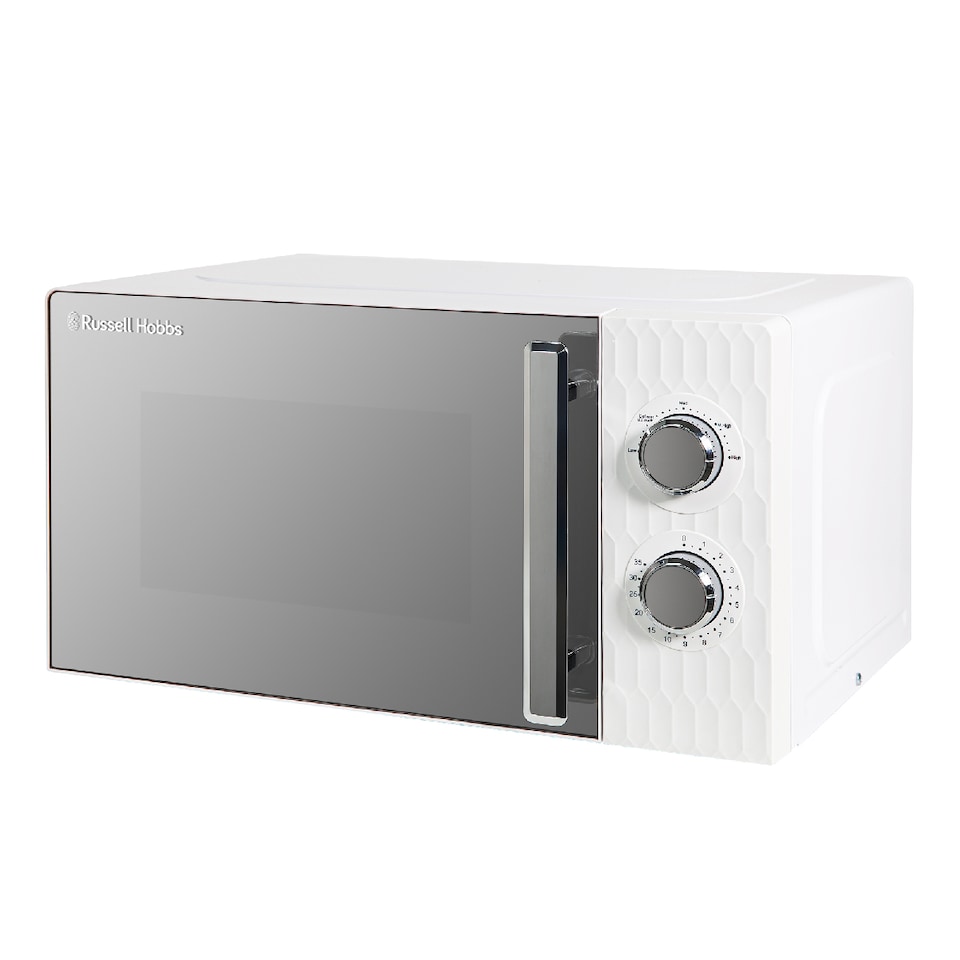 image 1 of Russell Hobbs Honeycomb Bundle Set with Kettle, 2 Slice Toaster, and Microwave White HCBNDL2W
