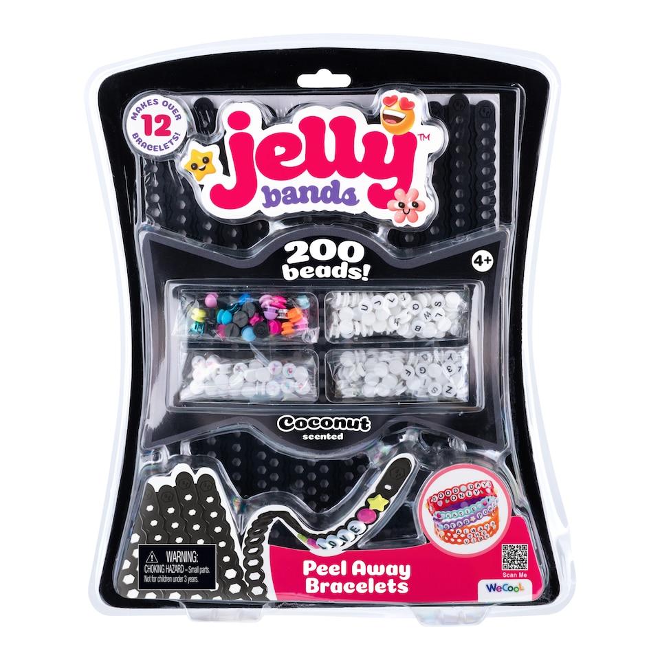 image 1 of Jelly Bands Bracelet Kit, 12 Coconut Bracelets with 200 Plus Beads, DIY Jewellery Craft for Kids and Teens, WeCool