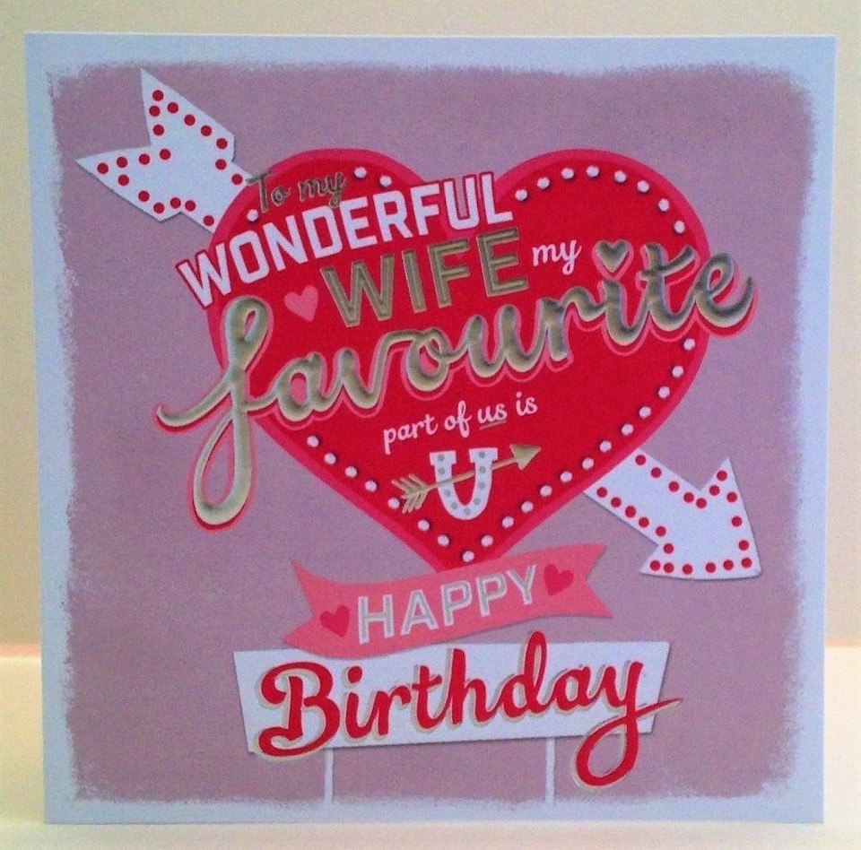 image 1 of Hotchpotch Love Heart Wonderful Wife Birthday Card