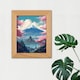 image 2 of Japanese Temple Mount Fuji Lake Cherry Blossoms Art Oak Wood Framed Wall Print