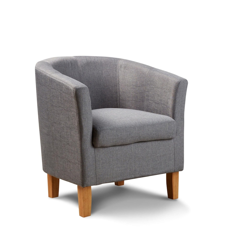image 1 of Fabric Tub Chair Colour Range Wooden Legs Armchair Living Room Modern Office | Grey