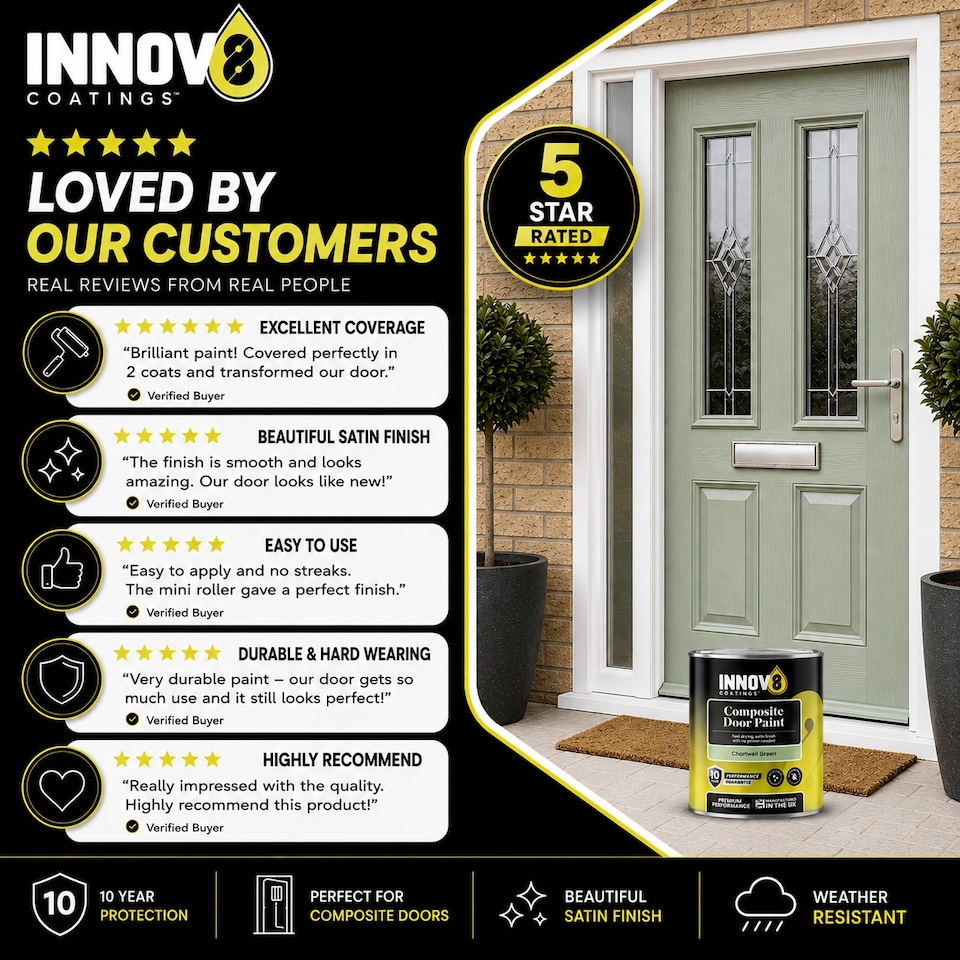 image 1 of Innov8 Coatings Composite Door Paint - Golden Oak - 750ml - Satin Finish - 10 Year Guarantee | Brown | Golden Oak | 750ml | 1