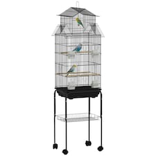 PawHut Bird Cage Budgie Cage with Stand Slide Tray Handle for Finch Canary 43 x 32.5 x 163cm Black
