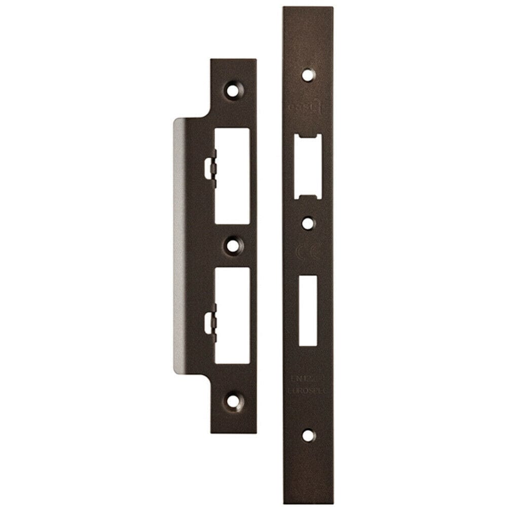 Loops Forend Strike & Fixing Pack For DIN Euro Sash & Bathroom Lock Matt Bronze