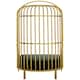 image 4 of Interiors by Premier Gold Finish Dome Cage Chair, Art Deco Style Stainless Steel Statement Chair, Black Faux Leather Padded Seat Gold