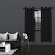 image 4 of Black Blackout Curtains - Eyelet Thermal Curtain  - 46 x 63 Inch Drop - 2 Panel | Black | One Size
