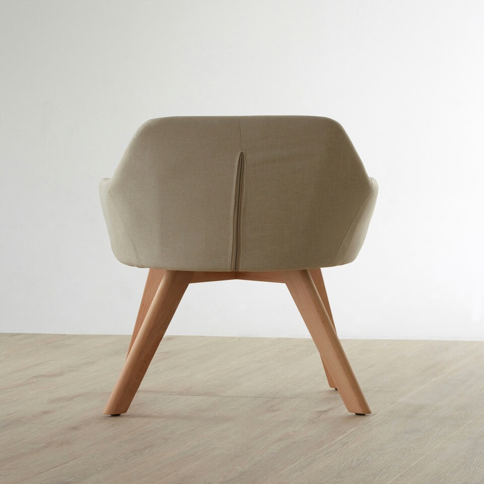 image 1 of Interiors by Premier Stone Fabric Chair With Wood Legs, Backrest Dining Chair, Space-Saving Office Accent Chair