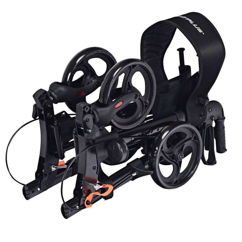 image 1 of COSTWAY Folding Rollator Walker Aluminium Mobility Aid Black | Black