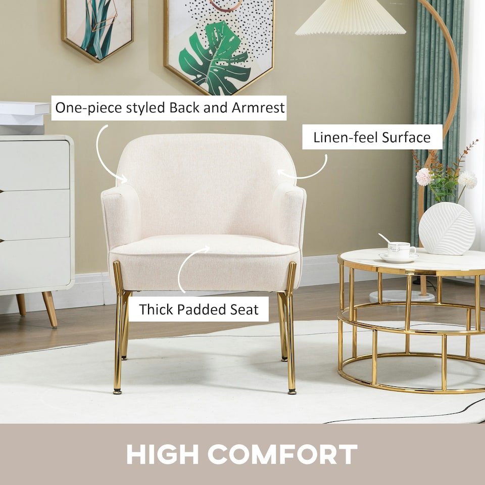 image 1 of HOMCOM Fabric Armchair Accent Chair w/ Metal Legs for Living Room