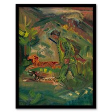 Walking Hunter Huntsman With Dogs Kubincan Framed Wall Art Print 12X16"
