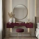 image 1 of OHS Ribbed Dressing Table Vanity Makeup Desk with 3 Drawers | Red | Dark Berry