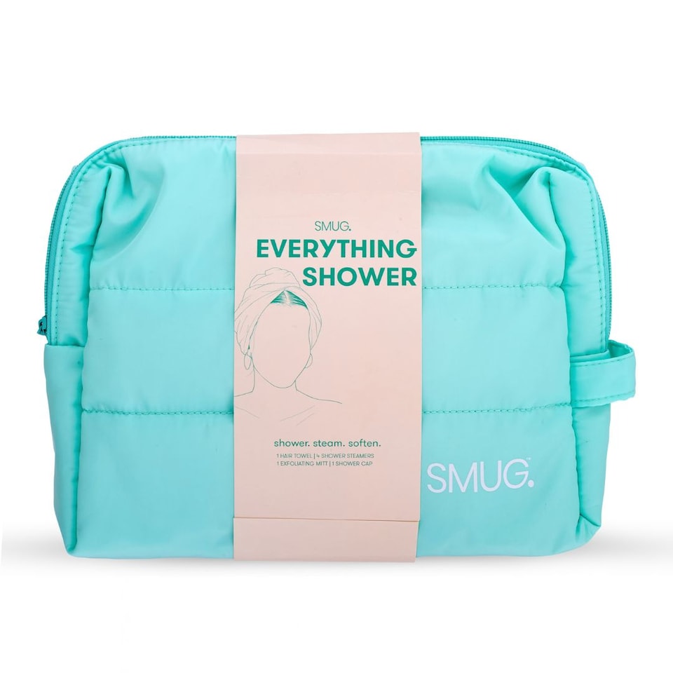 image 1 of SMUG Everything Shower Gift Set - Shower Steamers, Exfoliating Mitt, Microfibre Towel & Shower Cap